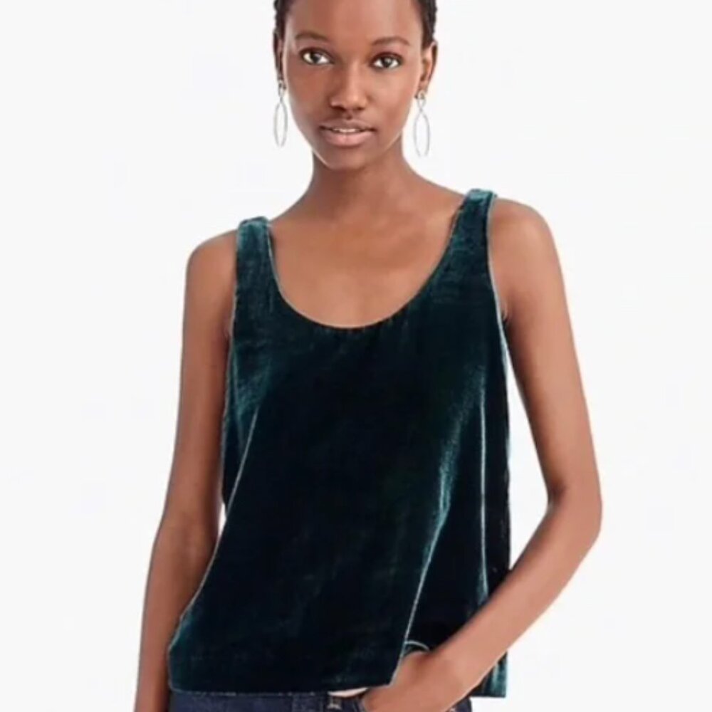 J Crew Green Velvet Tank Top Size 6